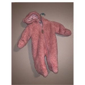 New born warm fuzzy bear zip up